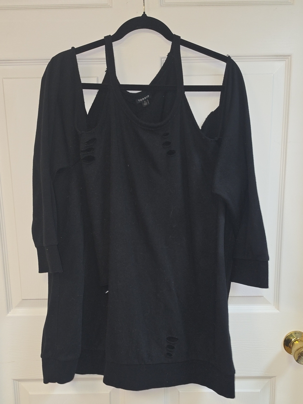 Torrid Black Distressed Crewneck Sweatshirt
